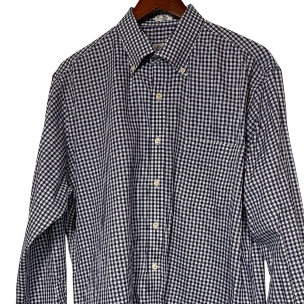 Peter Millar Nanoluxe Shirt Mens Large Purple Gingham Check Cotton Button Down